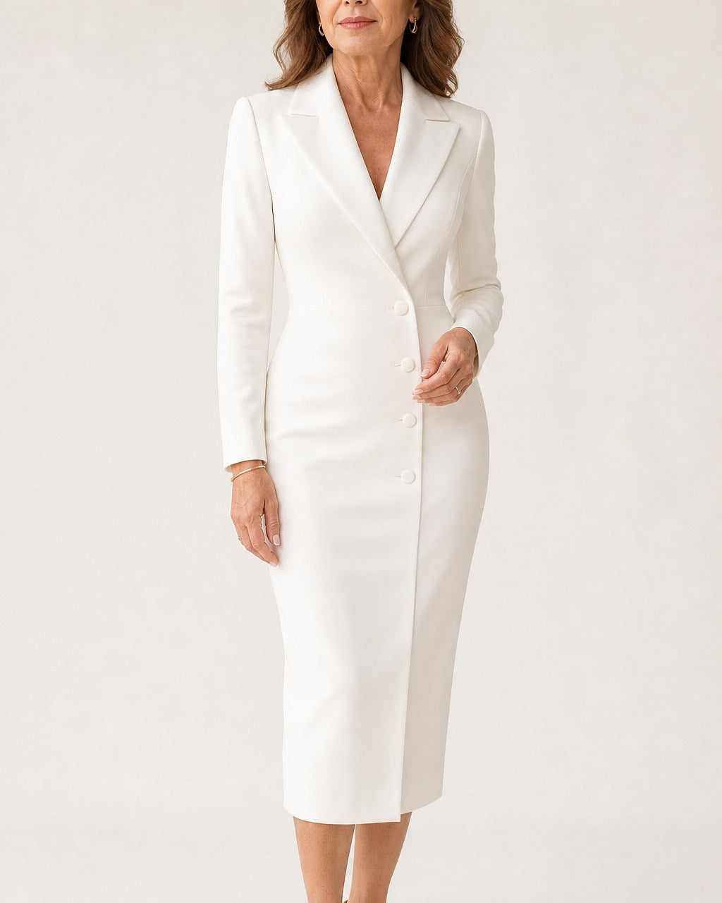 Amelia Elegant Tailored Long Sleeve Midi Dress