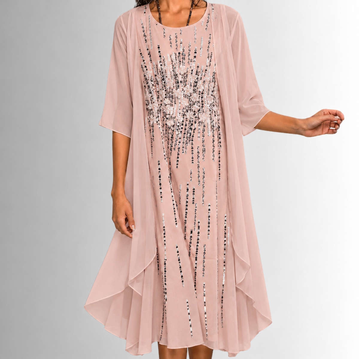 Hope Effortless Floral Midi Dress with Cardigan Set