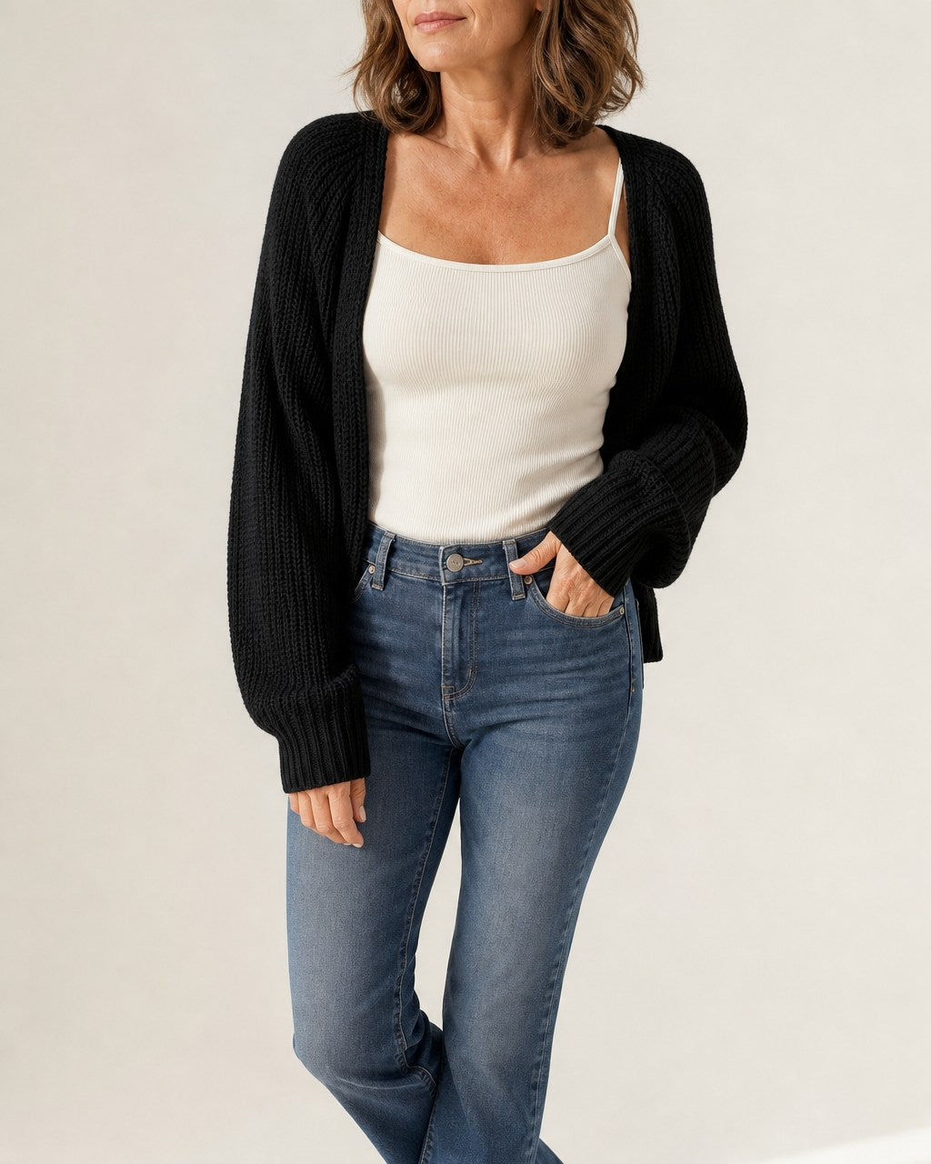 Ashley Effortless Cropped Ribbed Knit Shrug