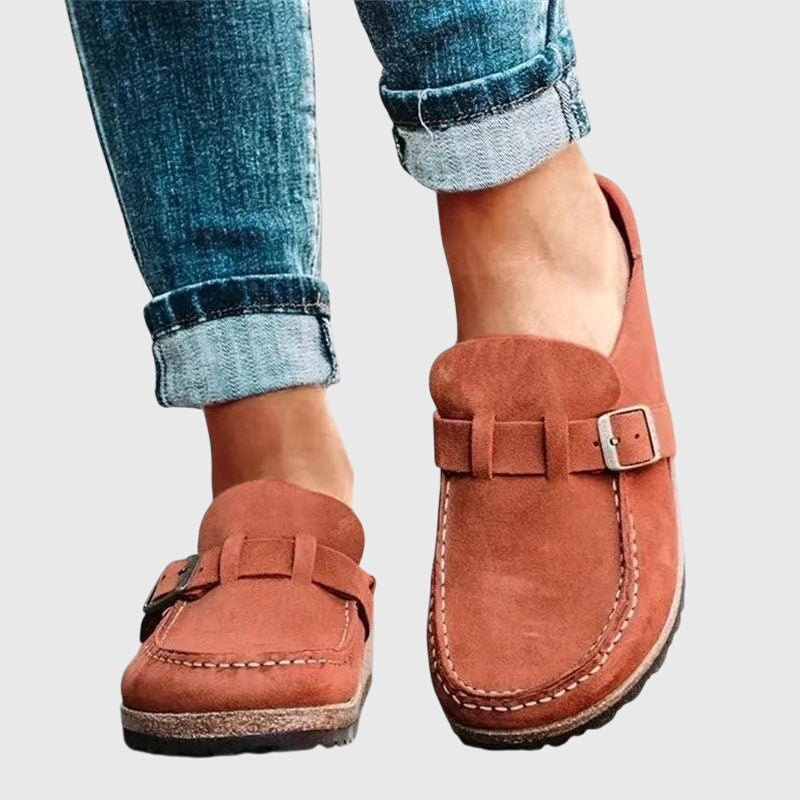 Simone Relaxed Suede Buckle Mule Clogs for Women