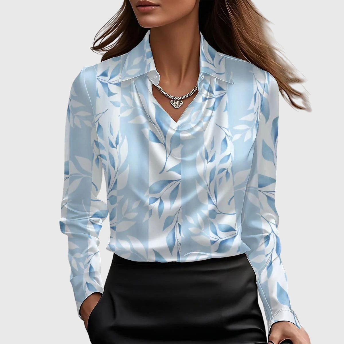 Vivian Elegant Draped Neck Blouse for Women