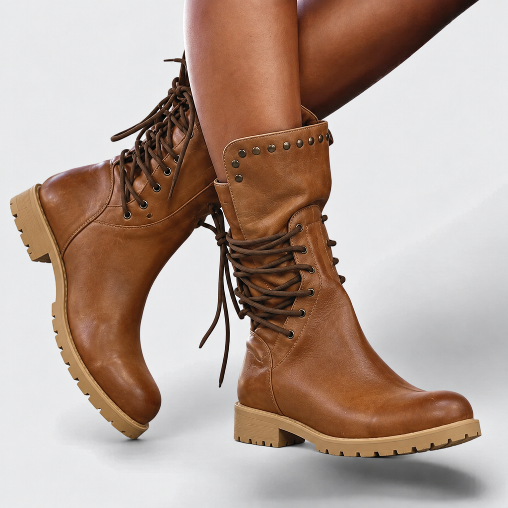 Gail Vintage Lace-Up Knee High Leather Boots