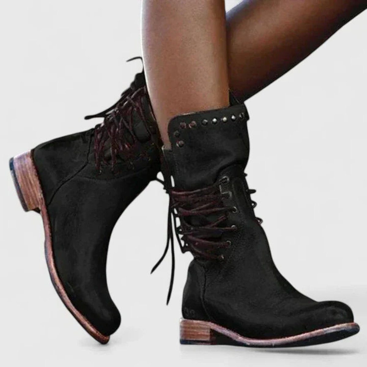 Gail Vintage Lace-Up Knee High Leather Boots