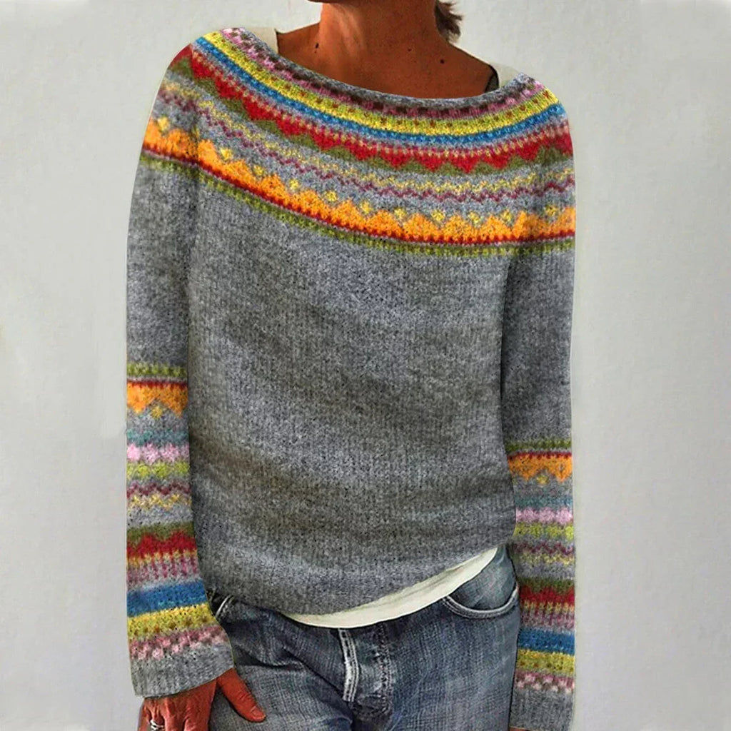 Molly Relaxed Striped Crew Neck Knit Sweater