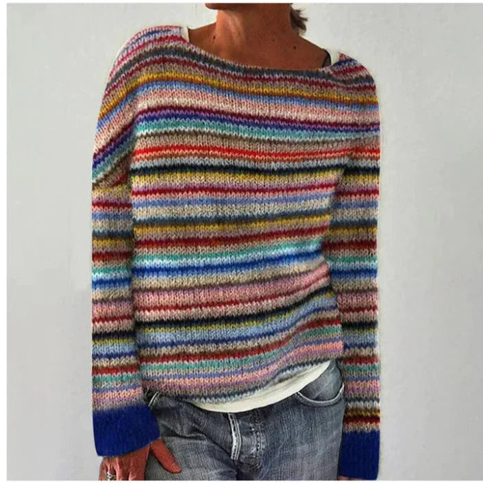 Molly Relaxed Striped Crew Neck Knit Sweater