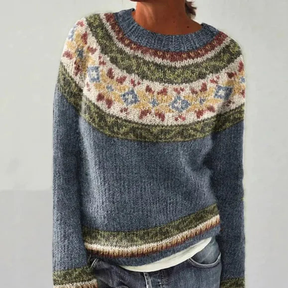 Molly Relaxed Striped Crew Neck Knit Sweater