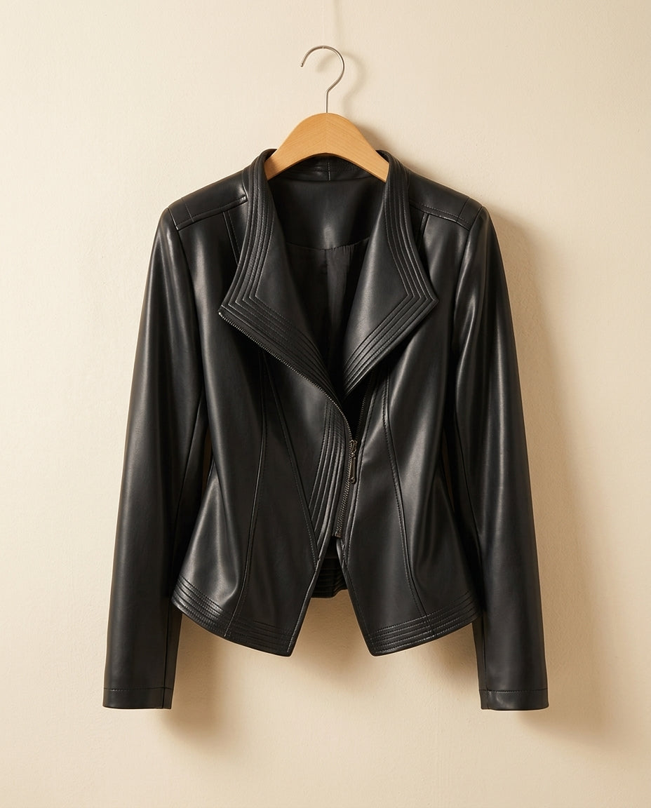 Kristen Classic Women's Leather Moto Jacket
