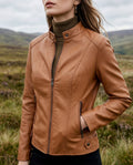 Linda Stylish Cropped Faux Leather Jacket for Women
