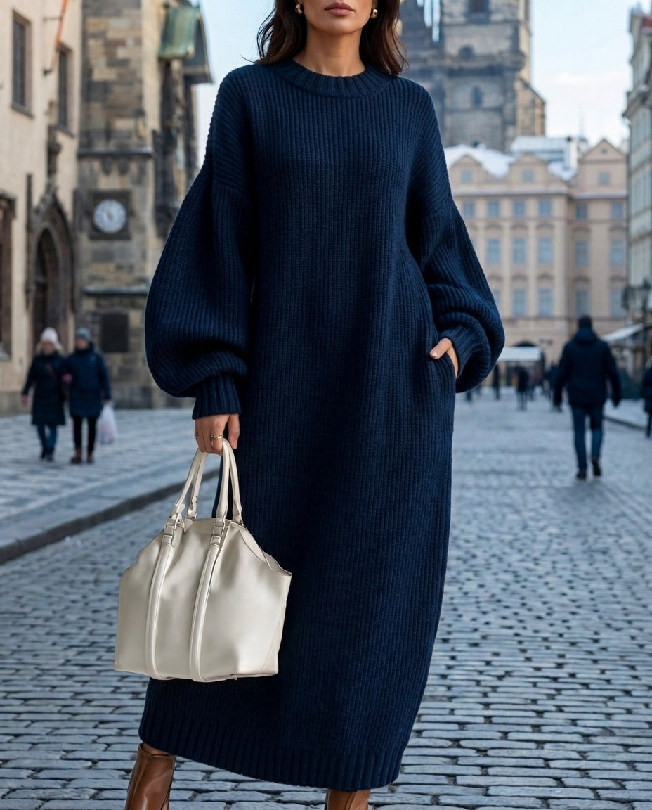 Rachel Warm Chunky Ribbed Maxi Sweater Dress