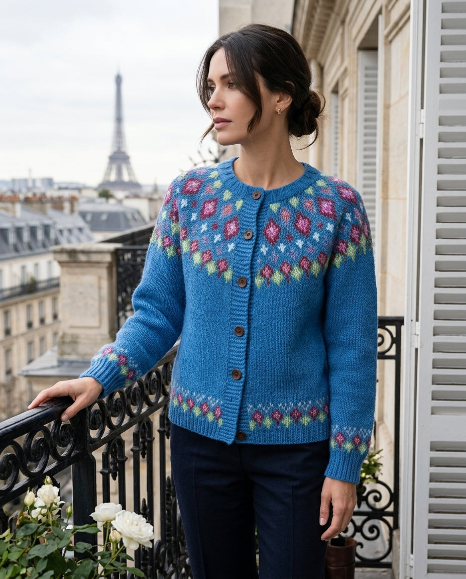 Madison Cozy Fair Isle Button Cardigan for Women