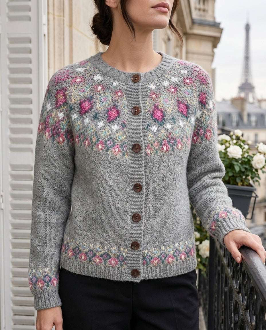 Madison Cozy Fair Isle Button Cardigan for Women