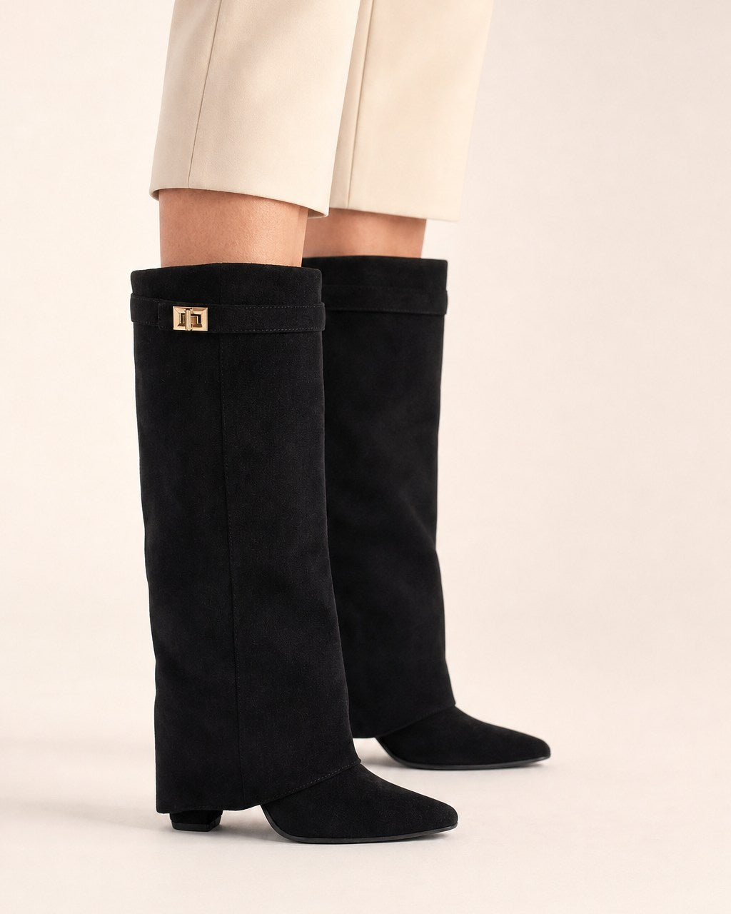 Courtney Elegant Suede Fold-Over Boots for Women