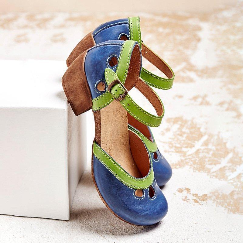 Ellen Charming Color Block Mary Jane Flats