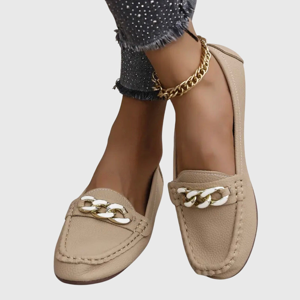 Marion Elegant Orthopedic Loafers with Gold Chain
