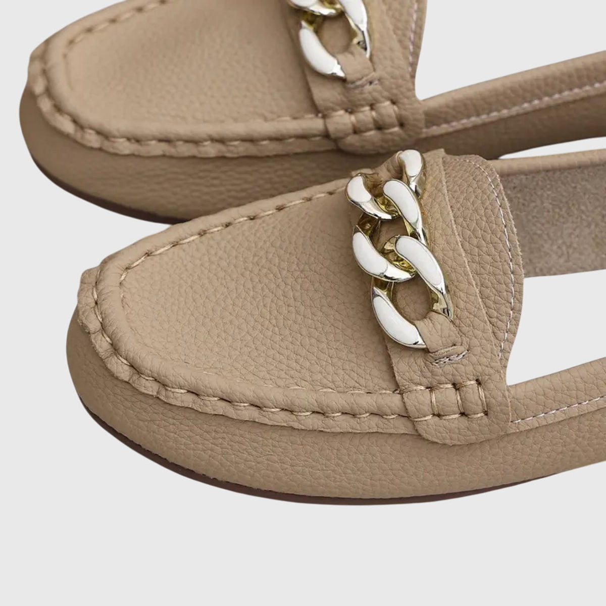 Marion Elegant Orthopedic Loafers with Gold Chain