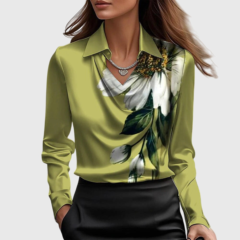 Vivian Elegant Draped Neck Blouse for Women