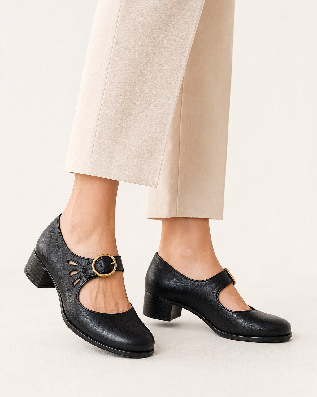 Elaine Classic Mary Jane Pumps with Ankle Strap