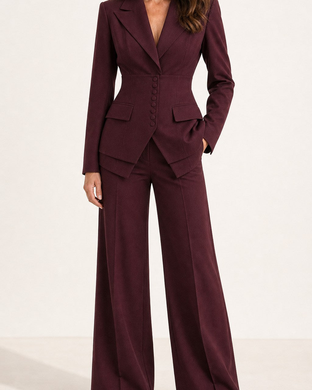 Ella Elegant Tailored Blazer and Wide-Leg Pants Suit