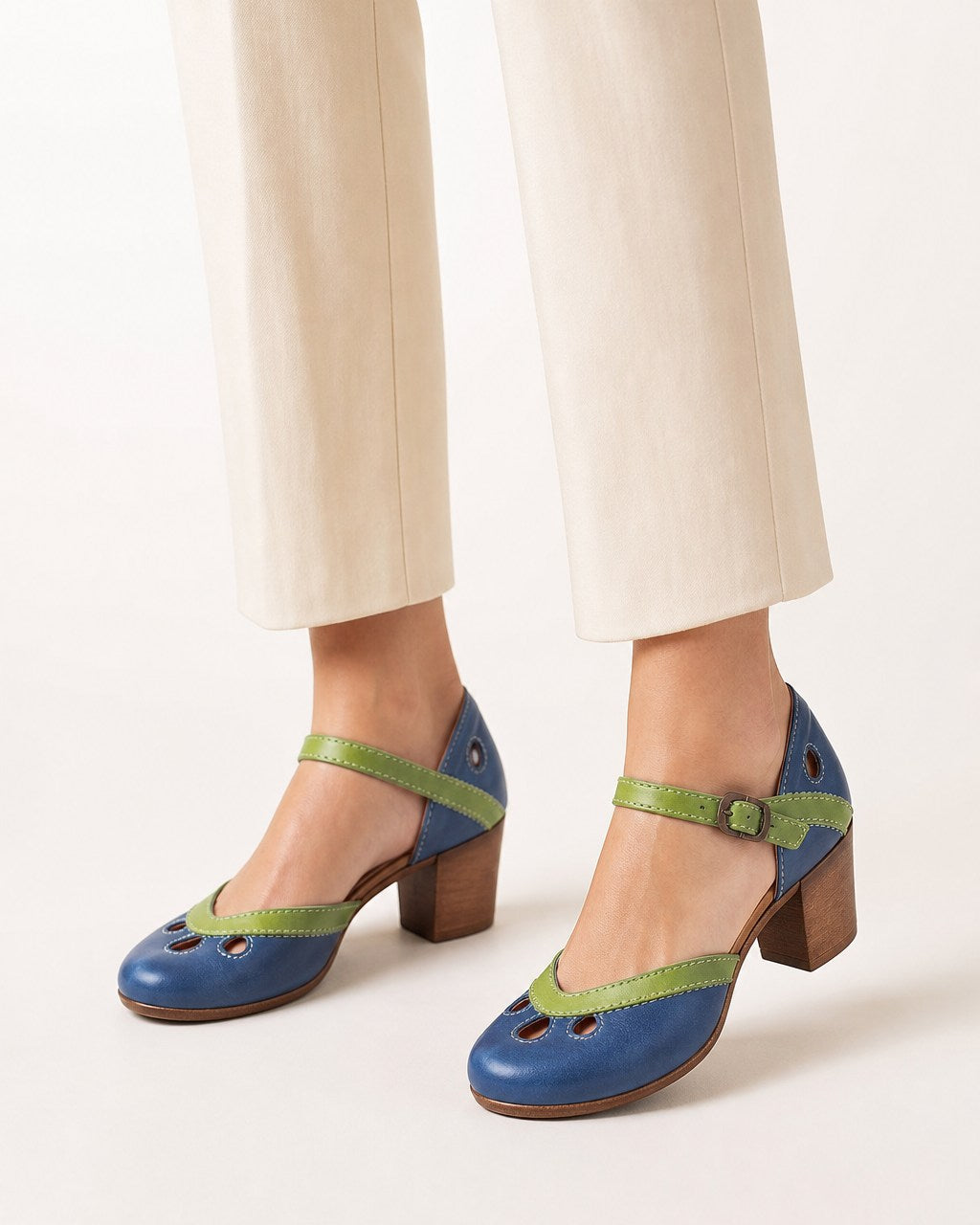 Ellen Charming Color Block Mary Jane Flats