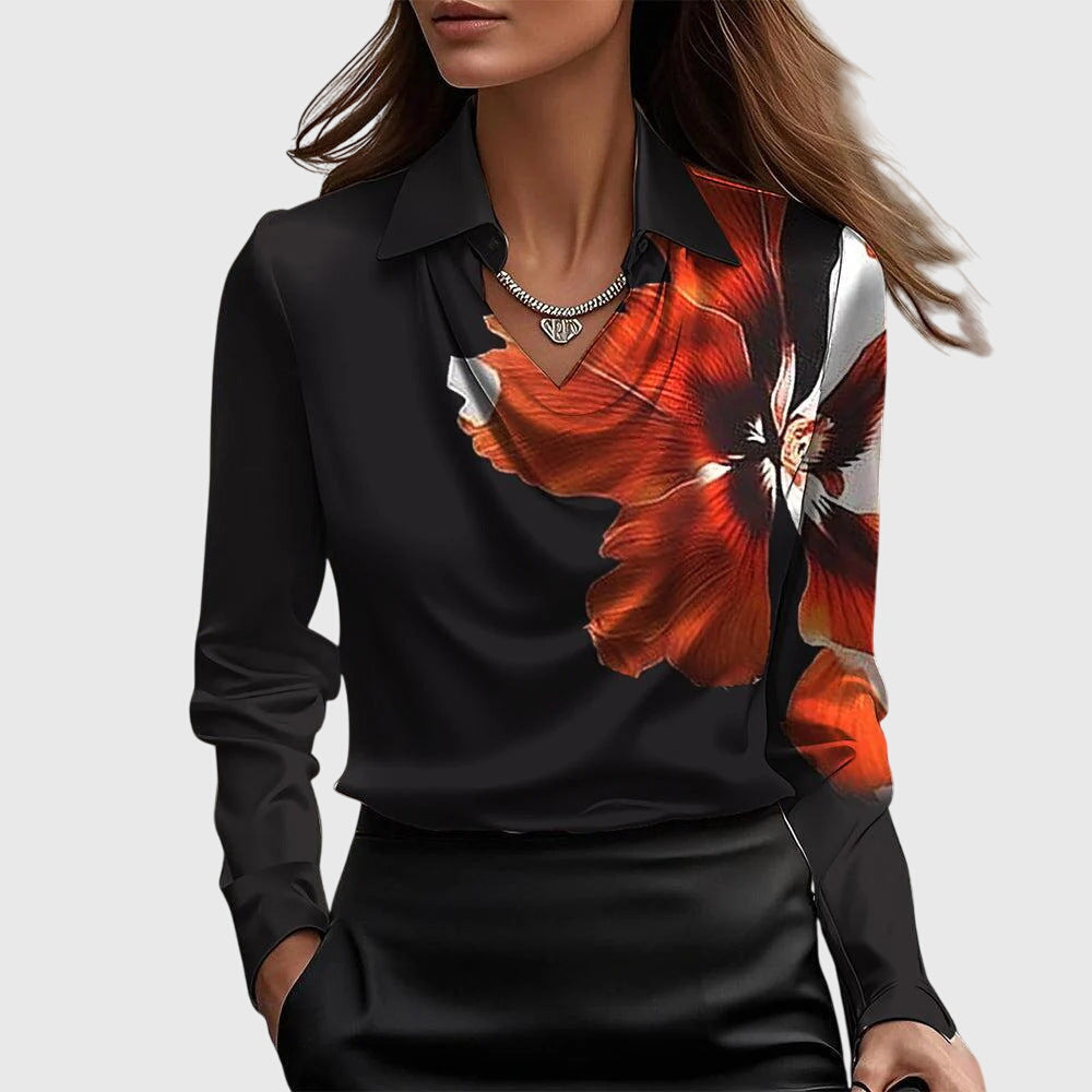 Vivian Elegant Draped Neck Blouse for Women