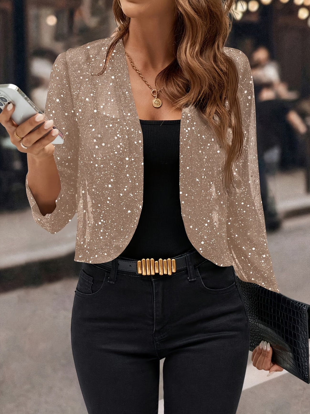 Kelly Elegant Sequin Cardigan Jacket for Women