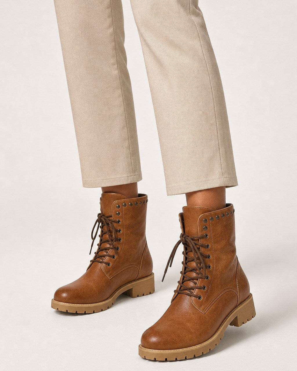 Gail Vintage Lace-Up Knee High Leather Boots