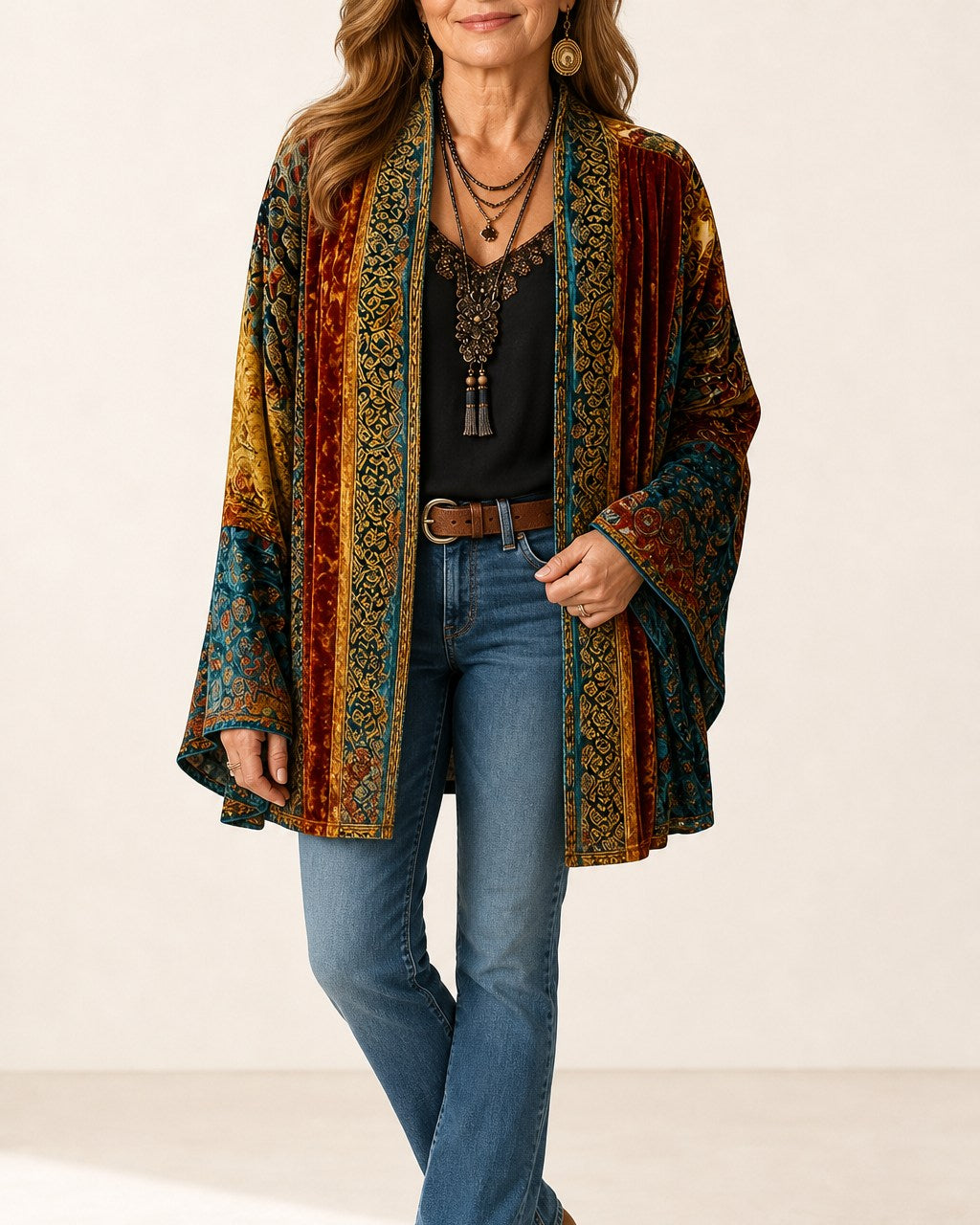 Grace Stylish Open Front Bohemian Cardigan for Women