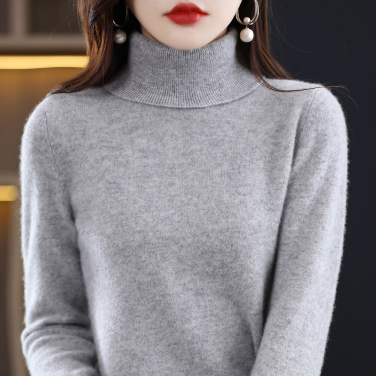 Katie Elegant Cashmere Blend Turtleneck Sweater