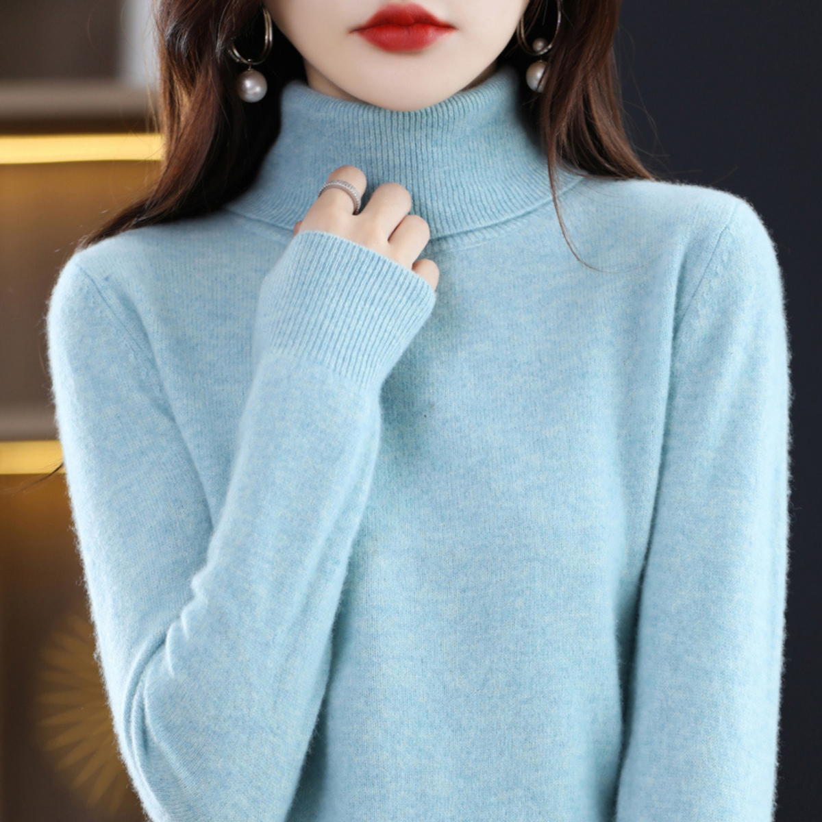 Katie Elegant Cashmere Blend Turtleneck Sweater