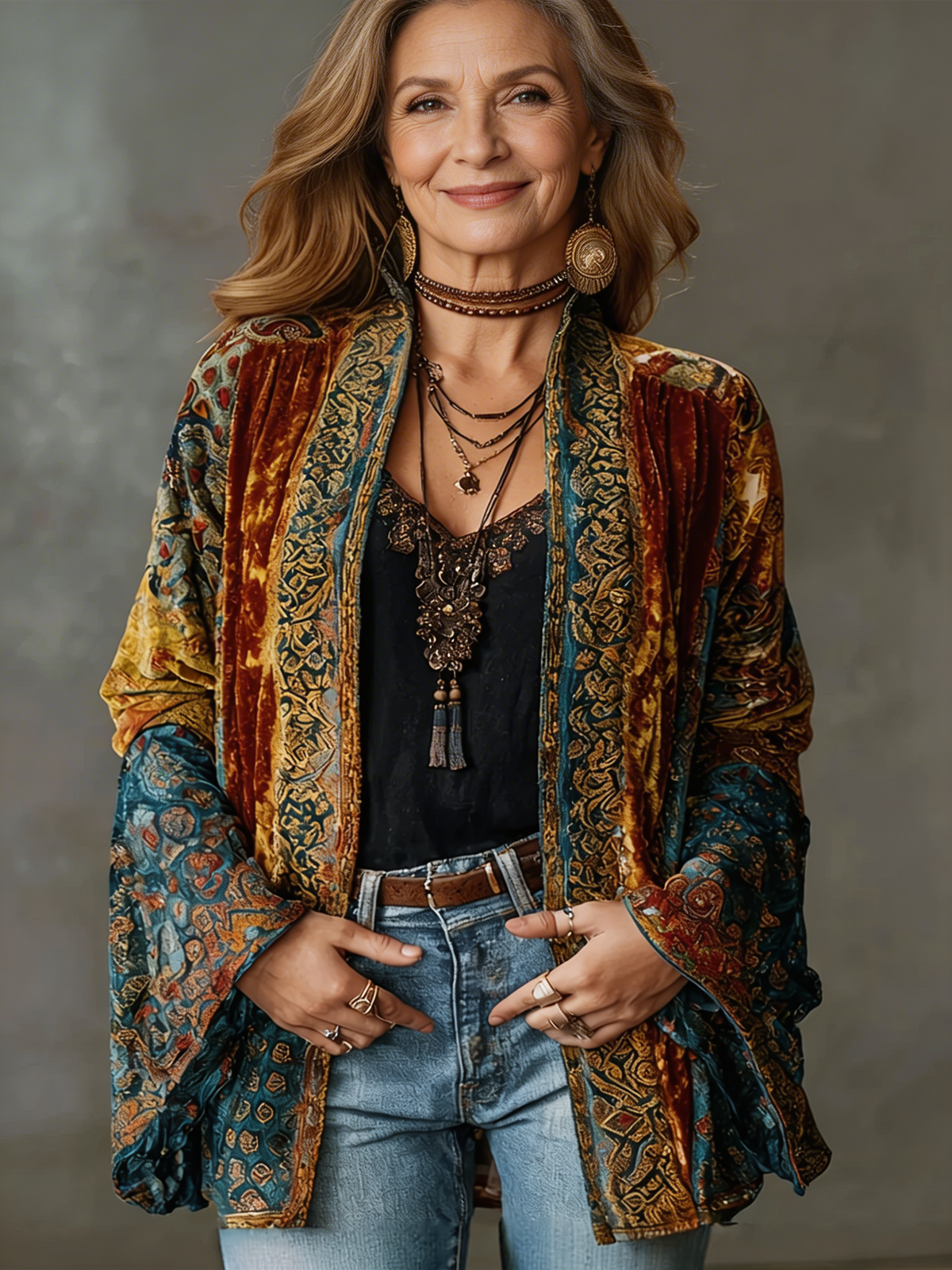 Grace Stylish Open Front Bohemian Cardigan for Women