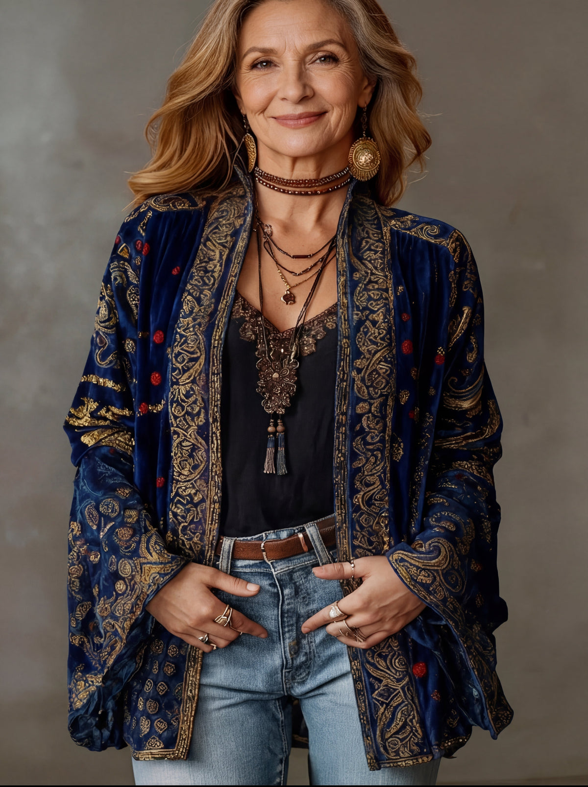 Grace Stylish Open Front Bohemian Cardigan for Women