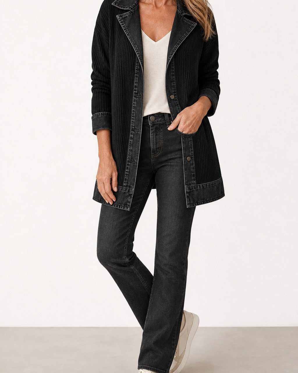 Jane Stylish Layered Collar Knit Button Jacket for Women