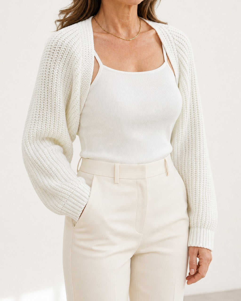 Jessica Elegant Ribbed Knit Shrug Cardigan