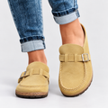 Simone Relaxed Suede Buckle Mule Clogs for Women