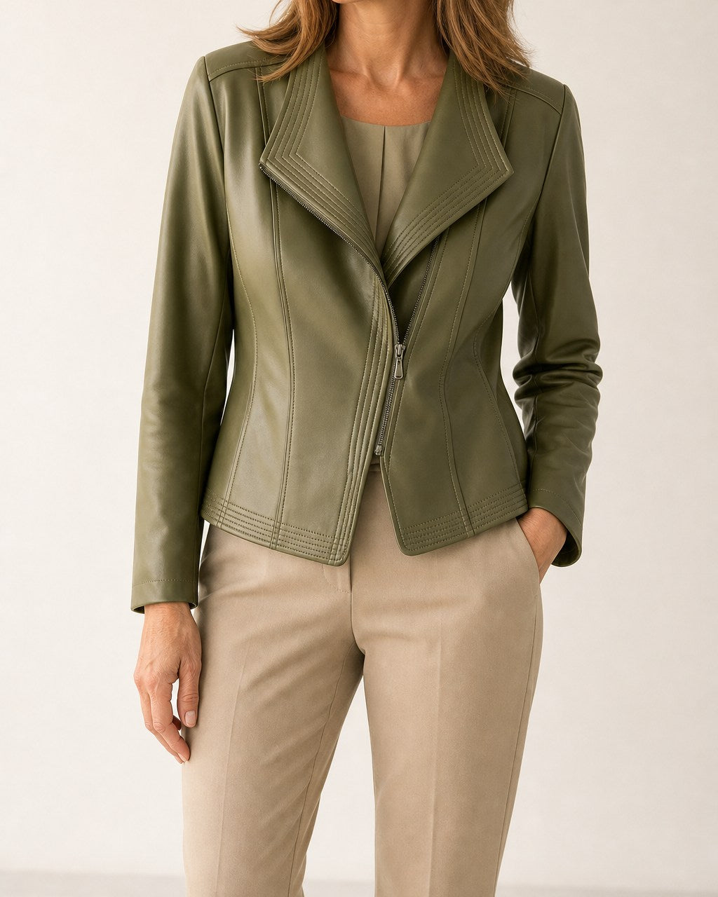 Kristen Classic Women's Leather Moto Jacket