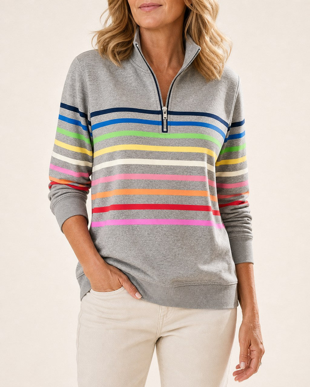 Laura Classic Quarter Zip Knit Pullover Sweater