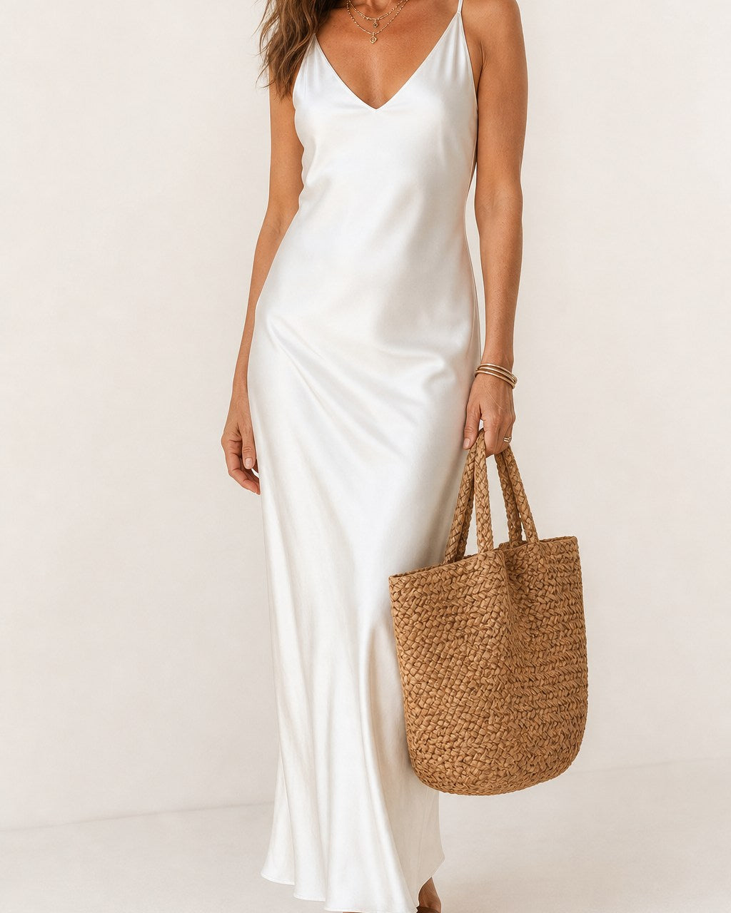 Lauren Elegant Satin Midi Dress and Knit Set
