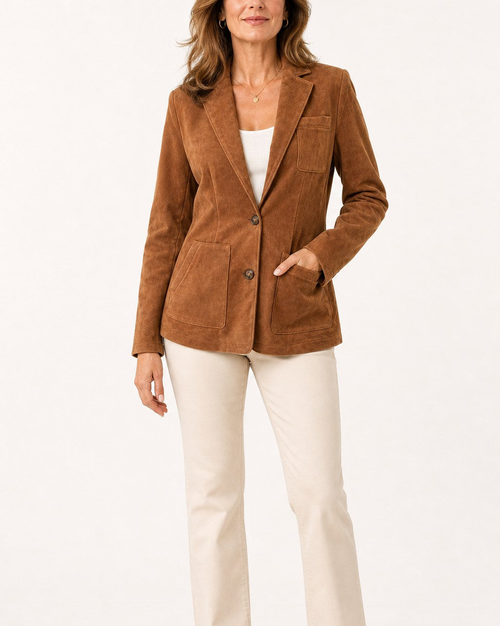 Lily Classic Button Front Suede Blazer for Women