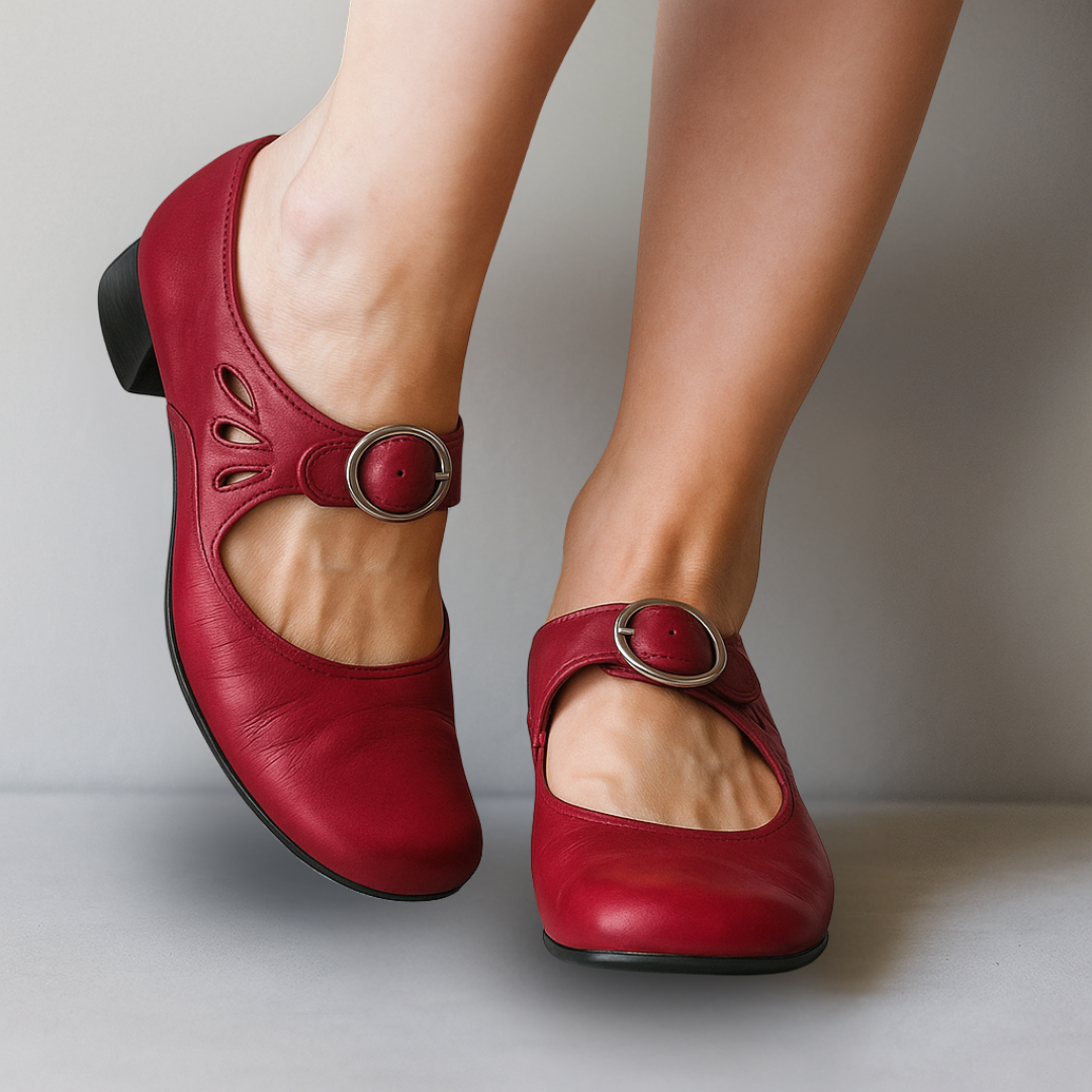 Elaine Classic Mary Jane Pumps with Ankle Strap