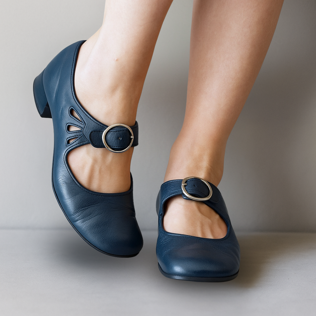 Elaine Classic Mary Jane Pumps with Ankle Strap