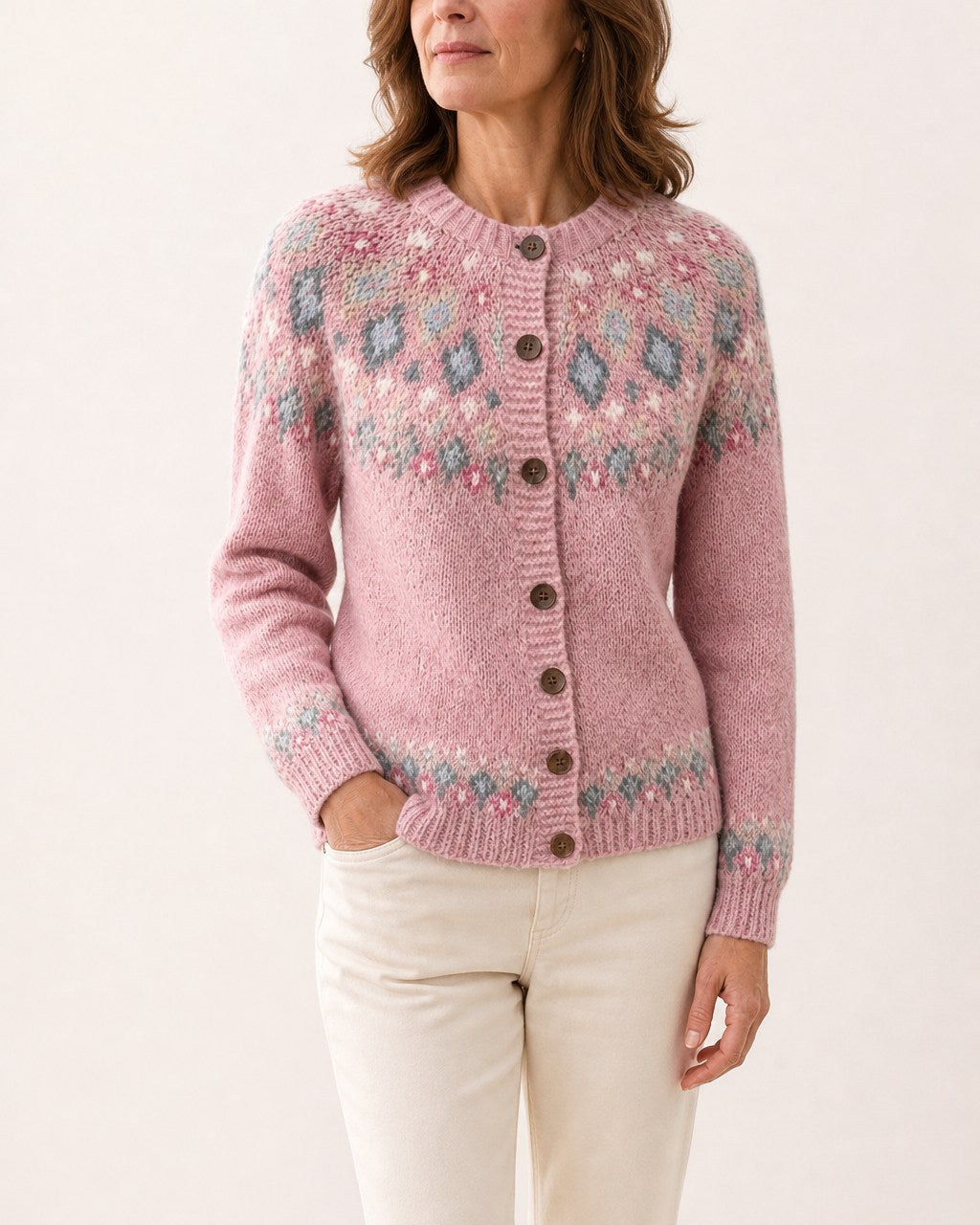 Madison Cozy Fair Isle Button Cardigan for Women