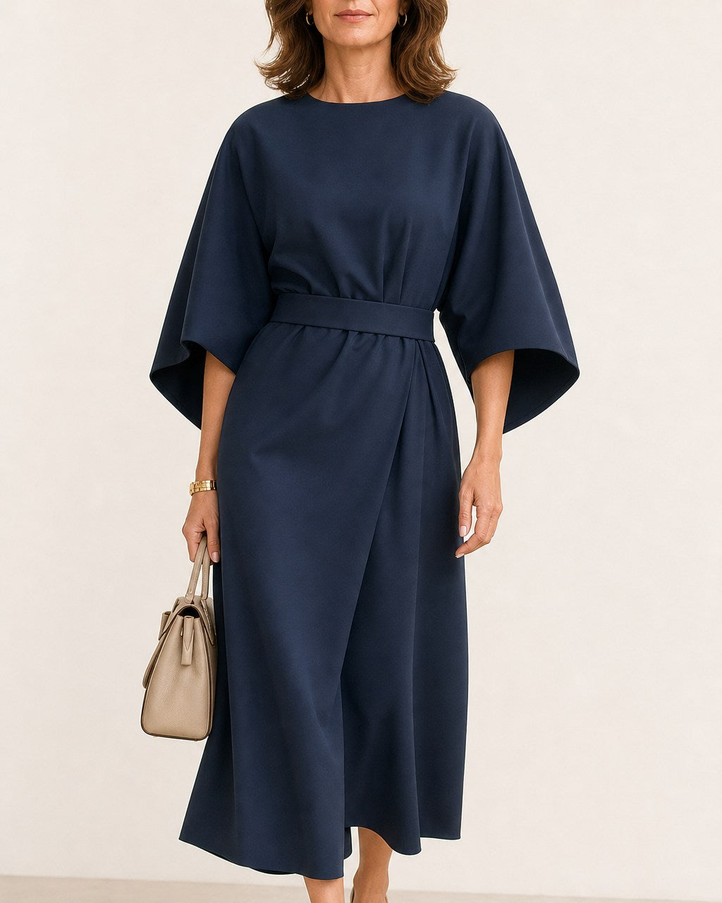 Miriam Graceful Lantern Sleeve Midi Dress