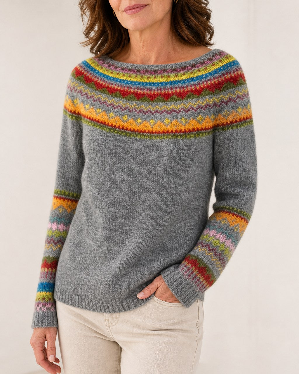 Molly Relaxed Striped Crew Neck Knit Sweater