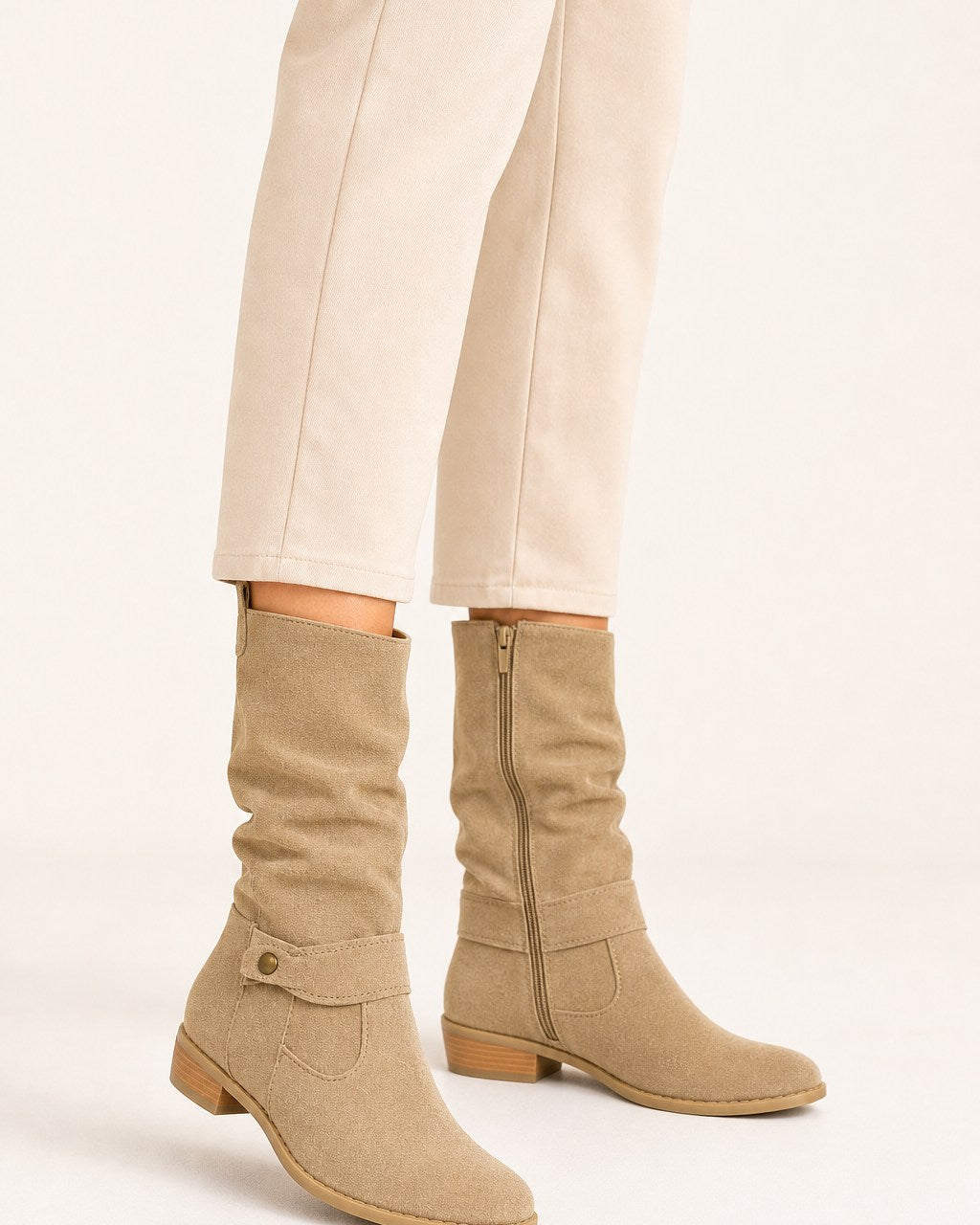 Natasha Elegant Knee High Suede Block Heel Boots