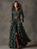 Josephine Timeless Plaid Belted Maxi Shirt Dress