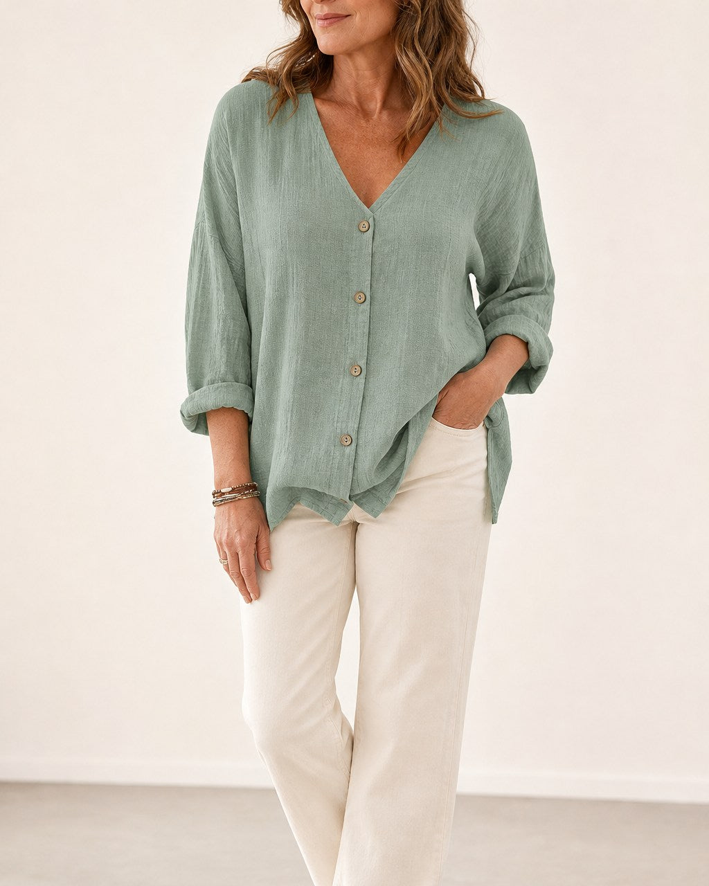 Rosalind Relaxed Button Up Blouse for Women