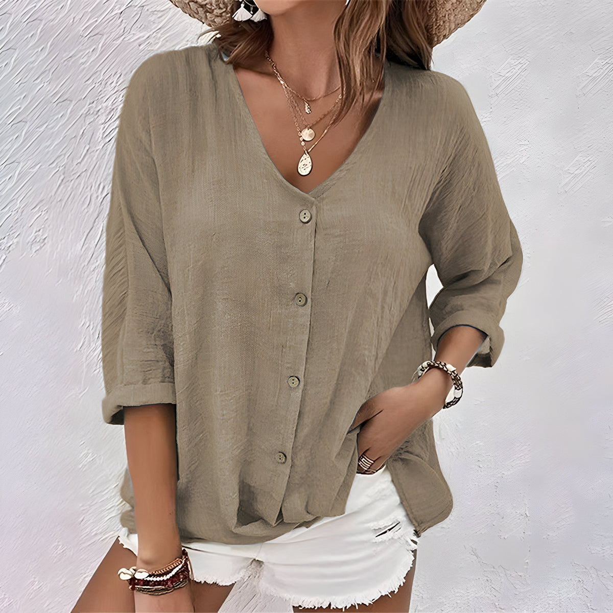 Rosalind Relaxed Button Up Blouse for Women