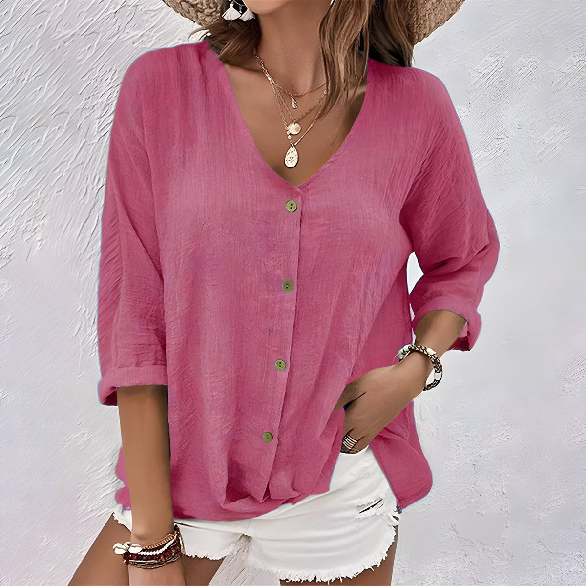 Rosalind Relaxed Button Up Blouse for Women