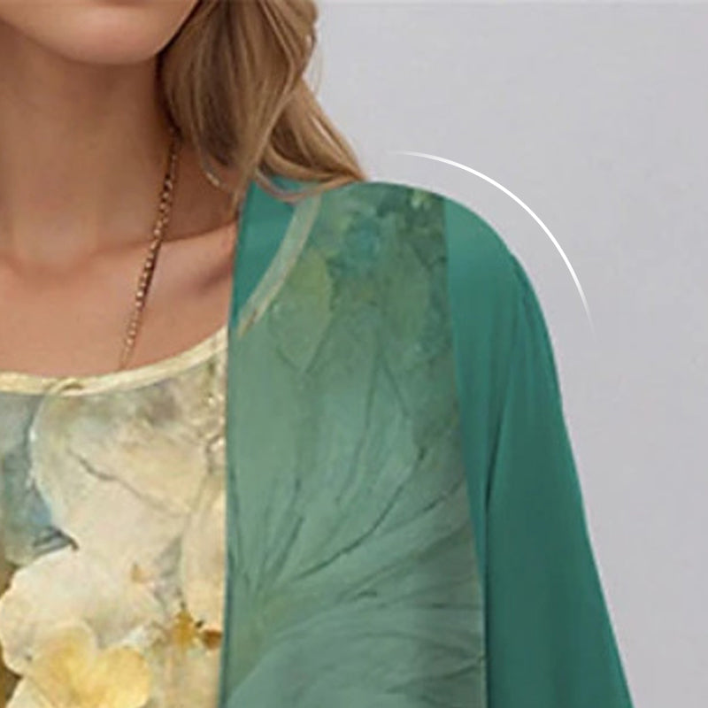 Hope Effortless Floral Midi Dress with Cardigan Set