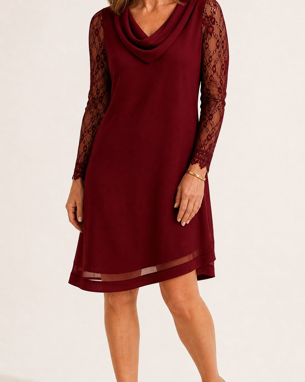 Sylvia Elegant Lace Sleeve Cocktail Dress
